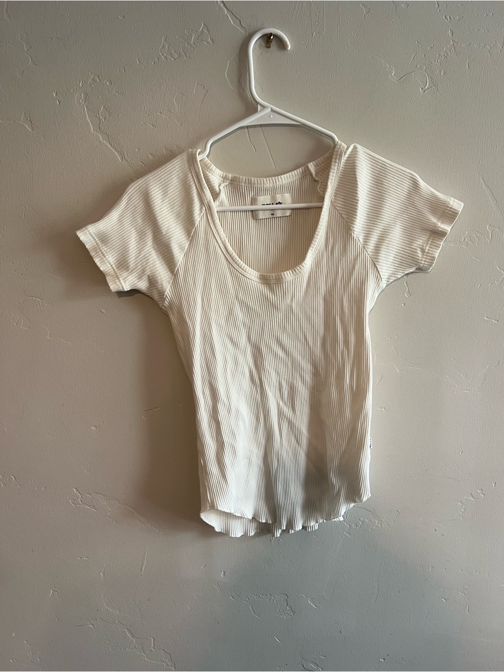ROLLA'S Cream Ribbed Scoop Neck Short Sleeve Tee